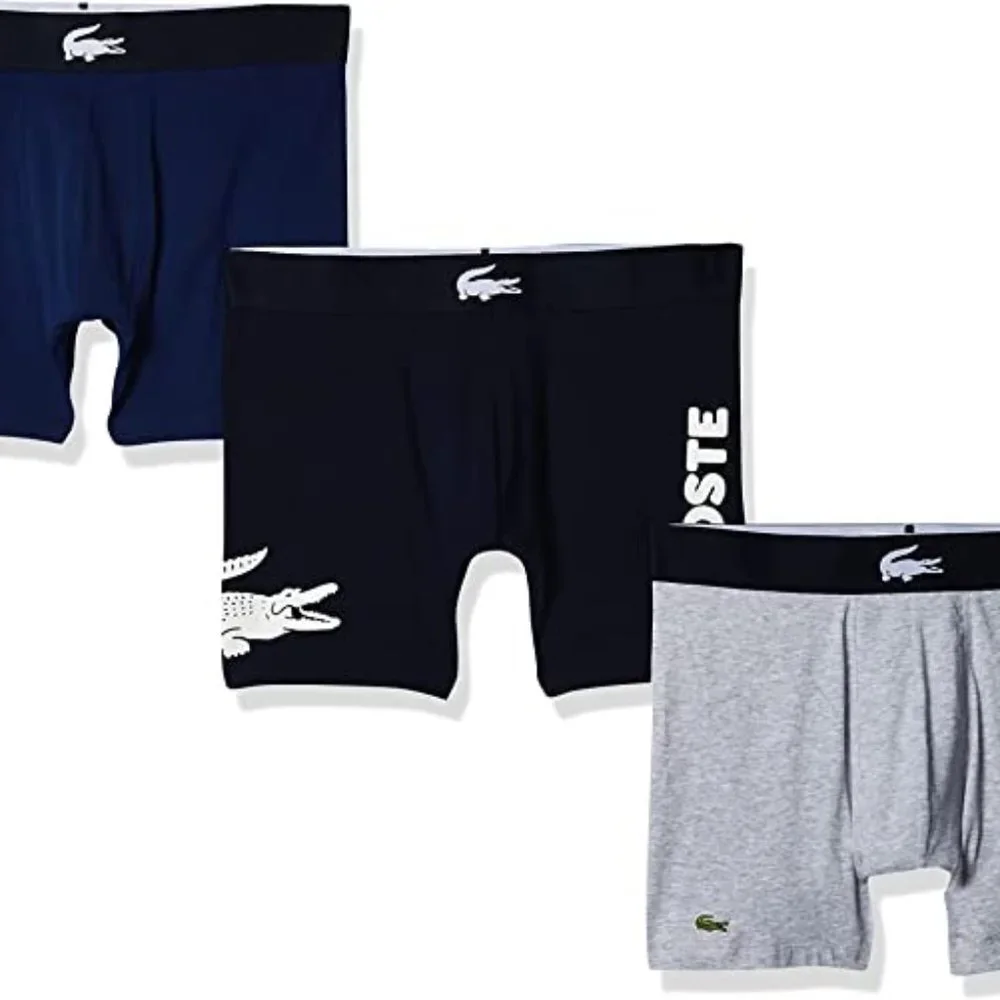 Lacoste  Crocodile Waist Long Stretch Cotton Boxer Brief 3-Pack